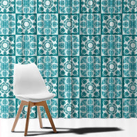 Cyan Palaka Quilt Hawaii Window Curtain Hawaiian Tropical Monstera Sea Turtle