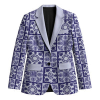 Polu Palaka Quilt Hawaii Blazer Hawaiian Tropical Monstera Sea Turtle LT14 Unisex Blue - Polynesian Pride