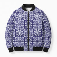 Polu Palaka Quilt Hawaii Bomber Puffer Jacket Hawaiian Tropical Monstera Sea Turtle