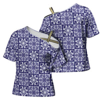 Polu Palaka Quilt Hawaii Cross Shoulder Shirt Hawaiian Tropical Monstera Sea Turtle