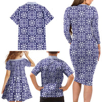 Polu Palaka Quilt Hawaii Family Matching Long Sleeve Bodycon Dress and Hawaiian Shirt Hawaiian Tropical Monstera Sea Turtle