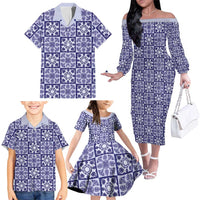 Polu Palaka Quilt Hawaii Family Matching Off The Shoulder Long Sleeve Dress and Hawaiian Shirt Hawaiian Tropical Monstera Sea Turtle