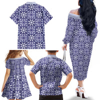 Polu Palaka Quilt Hawaii Family Matching Off The Shoulder Long Sleeve Dress and Hawaiian Shirt Hawaiian Tropical Monstera Sea Turtle