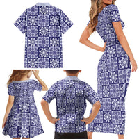 Polu Palaka Quilt Hawaii Family Matching Short Sleeve Bodycon Dress and Hawaiian Shirt Hawaiian Tropical Monstera Sea Turtle
