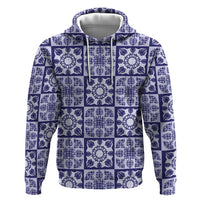 Polu Palaka Quilt Hawaii Hoodie Hawaiian Tropical Monstera Sea Turtle LT14 Pullover Hoodie Blue - Polynesian Pride