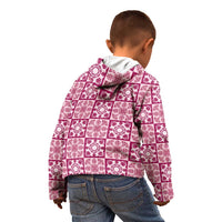 Akala Palaka Quilt Hawaii Kid Hoodie Hawaiian Tropical Monstera Sea Turtle LT14 - Polynesian Pride