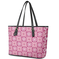 Akala Palaka Quilt Hawaii Leather Tote Bag Hawaiian Tropical Monstera Sea Turtle LT14 - Polynesian Pride