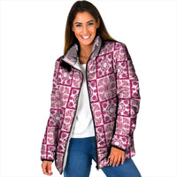 Akala Palaka Quilt Hawaii Padded Jacket Hawaiian Tropical Monstera Sea Turtle