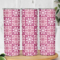 Akala Palaka Quilt Hawaii Skinny Tumbler Hawaiian Tropical Monstera Sea Turtle