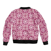 Akala Palaka Quilt Hawaii Sleeve Zip Bomber Jacket Hawaiian Tropical Monstera Sea Turtle LT14 - Polynesian Pride