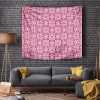 Akala Palaka Quilt Hawaii Tapestry Hawaiian Tropical Monstera Sea Turtle LT14 Pink - Polynesian Pride
