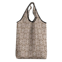 Beige Palaka Quilt Hawaii Grocery Bag Hawaiian Tropical Monstera Sea Turtle