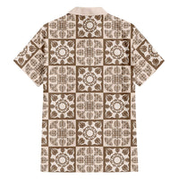 Beige Palaka Quilt Hawaii Hawaiian Shirt Hawaiian Tropical Monstera Sea Turtle LT14 - Polynesian Pride