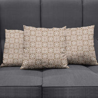 Beige Palaka Quilt Hawaii Pillow Cover Hawaiian Tropical Monstera Sea Turtle
