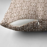 Beige Palaka Quilt Hawaii Pillow Cover Hawaiian Tropical Monstera Sea Turtle