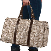 Beige Palaka Quilt Hawaii Travel Bag Hawaiian Tropical Monstera Sea Turtle