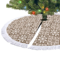 Beige Palaka Quilt Hawaii Tree Skirt Hawaiian Tropical Monstera Sea Turtle