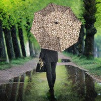 Beige Palaka Quilt Hawaii Umbrella Hawaiian Tropical Monstera Sea Turtle LT14 - Polynesian Pride