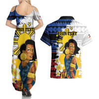 Personalised Philippines Women's Day Couples Matching Summer Maxi Dress and Hawaiian Shirt Filipino Golden Sun With Polynesian Pattern LT14 - Polynesian Pride