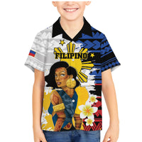 Personalised Philippines Women's Day Family Matching Mermaid Dress and Hawaiian Shirt Filipino Golden Sun With Polynesian Pattern LT14 Son's Shirt Red - Polynesian Pride