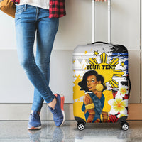 Personalised Philippines Women's Day Luggage Cover Filipino Golden Sun With Polynesian Pattern