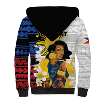Personalised Philippines Women's Day Sherpa Hoodie Filipino Golden Sun With Polynesian Pattern LT14 - Polynesian Pride