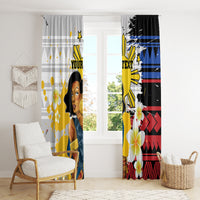 Personalised Philippines Women's Day Window Curtain Filipino Golden Sun With Polynesian Pattern LT14 - Polynesian Pride