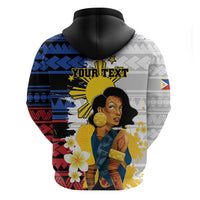 Personalised Philippines Women's Day Zip Hoodie Filipino Golden Sun With Polynesian Pattern LT14 - Polynesian Pride