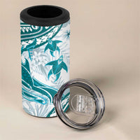 Cyan Polynesia 4 in 1 Can Cooler Tumbler Polynesian Turtle Shark Tattoo Tropical Vintage