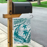 Cyan Polynesia Garden Flag Polynesian Turtle Shark Tattoo Tropical Vintage