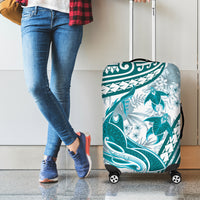 Cyan Polynesia Luggage Cover Polynesian Turtle Shark Tattoo Tropical Vintage LT14 - Polynesian Pride