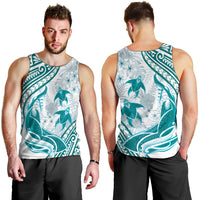 Cyan Polynesia Men Tank Top Polynesian Turtle Shark Tattoo Tropical Vintage LT14 - Polynesian Pride