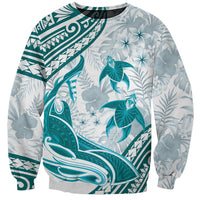 Cyan Polynesia Sweatshirt Polynesian Turtle Shark Tattoo Tropical Vintage LT14 Unisex Cyan - Polynesian Pride