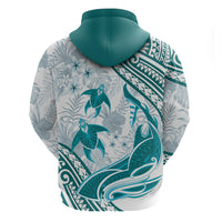 Cyan Polynesia Zip Hoodie Polynesian Turtle Shark Tattoo Tropical Vintage LT14 - Polynesian Pride