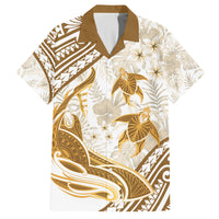 Gold Polynesia Family Matching Summer Maxi Dress and Hawaiian Shirt Polynesian Turtle Shark Tattoo Tropical Vintage LT14 Dad's Shirt - Short Sleeve Gold - Polynesian Pride
