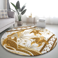 Gold Polynesia Round Carpet Polynesian Turtle Shark Tattoo Tropical Vintage