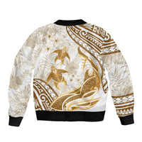 Gold Polynesia Sleeve Zip Bomber Jacket Polynesian Turtle Shark Tattoo Tropical Vintage LT14 - Polynesian Pride
