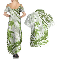 Lime Green Polynesia Couples Matching Summer Maxi Dress and Hawaiian Shirt Polynesian Turtle Shark Tattoo Tropical Vintage LT14 - Polynesian Pride