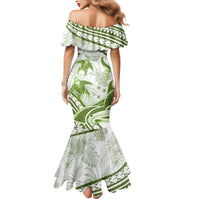 Lime Green Polynesia Mermaid Dress Polynesian Turtle Shark Tattoo Tropical Vintage LT14 - Polynesian Pride
