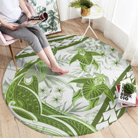 Lime Green Polynesia Round Carpet Polynesian Turtle Shark Tattoo Tropical Vintage LT14 - Polynesian Pride
