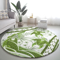Lime Green Polynesia Round Carpet Polynesian Turtle Shark Tattoo Tropical Vintage LT14 - Polynesian Pride
