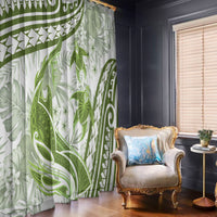 Lime Green Polynesia Window Curtain Polynesian Turtle Shark Tattoo Tropical Vintage
