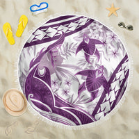 Purple Polynesia Beach Blanket Polynesian Turtle Shark Tattoo Tropical Vintage