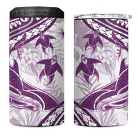 Purple Polynesia 4 in 1 Can Cooler Tumbler Polynesian Turtle Shark Tattoo Tropical Vintage