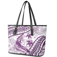 Purple Polynesia Leather Tote Bag Polynesian Turtle Shark Tattoo Tropical Vintage