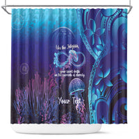 Polynesia Jellyfish Memorial Personalised Shower Curtain Infinity Jellies Polynesian Pattern