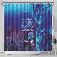 Polynesia Jellyfish Memorial Personalised Shower Curtain Infinity Jellies Polynesian Pattern