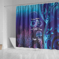 Polynesia Jellyfish Memorial Personalised Shower Curtain Infinity Jellies Polynesian Pattern