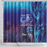 Polynesia Jellyfish Memorial Personalised Shower Curtain Infinity Jellies Polynesian Pattern