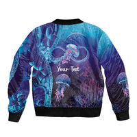 Polynesia Jellyfish Memorial Personalised Sleeve Zip Bomber Jacket Infinity Jellies Polynesian Pattern LT14 - Polynesian Pride
